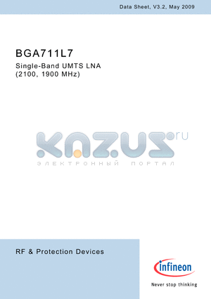 BGA711L7 datasheet - Low Power Single-Band UMTS LNA