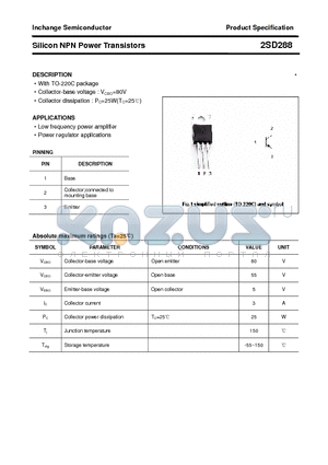 2SD288 datasheet - Silicon NPN Power Transistors