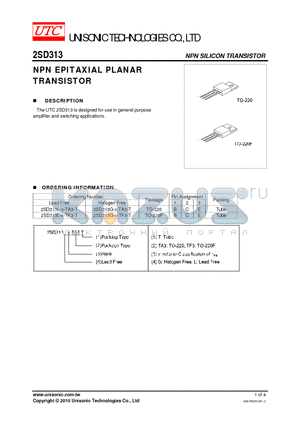 2SD313 datasheet - NPN EPITAXIAL PLANAR TRANSISTOR