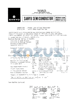 2SD314 datasheet - PLANAR TYPE SILICON TRANSISTOR FOR AF POWER AMPLIFIER USE