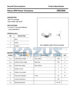 2SD350A datasheet - Silicon NPN Power Transistors