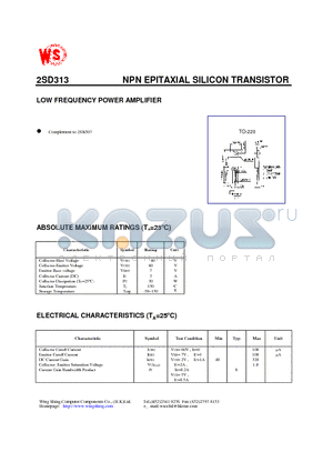2SD313 datasheet - NPN EPITAXIAL SILICON TRANSISTOR(LOW FREQUENCY POWER AMPLIFIER)