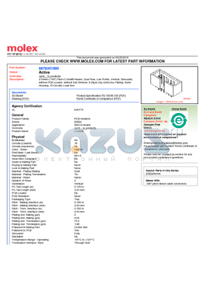 0878341695 datasheet - 2.54mm (.100) Pitch C-Grid^ Header, Dual Row, Low Profile, Vertical, Shrouded, without PCB Locator, without End Window, 0.05lm (2l) Gold (Au) Plating