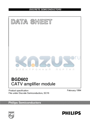 BGD602 datasheet - CATV amplifier module