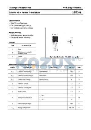 2SD381 datasheet - Silicon NPN Power Transistors