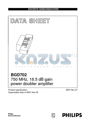 BGD702 datasheet - 750 MHz, 18.5 dB gain power doubler amplifier