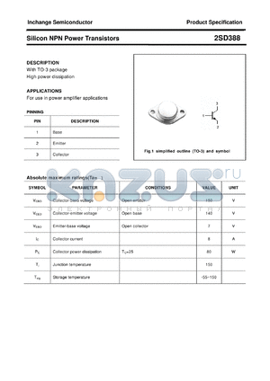 2SD388 datasheet - Silicon NPN Power Transistors