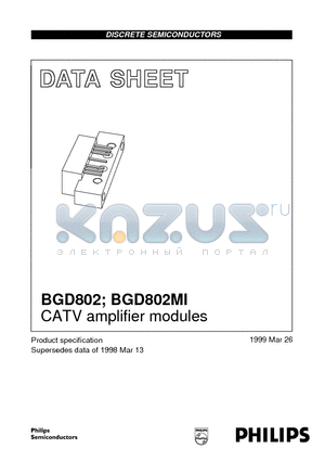 BGD802 datasheet - CATV amplifier modules