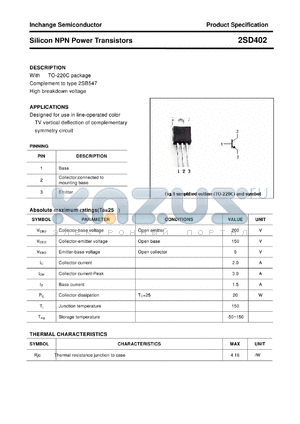 2SD402 datasheet - Silicon NPN Power Transistors