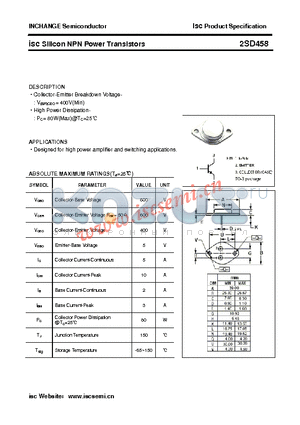 2SD458 datasheet - isc Silicon NPN Power Transistors