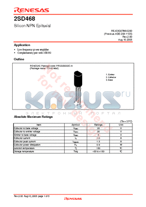 2SD468 datasheet - Silicon NPN Epitaxial