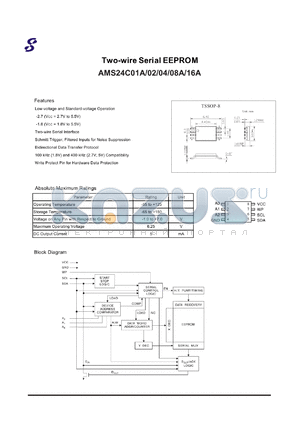 AMS24C02 datasheet - Two-wire Serial EEPROM