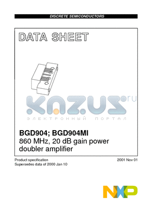 BGD904 datasheet - 860 MHz, 20 dB gain power doubler amplifier