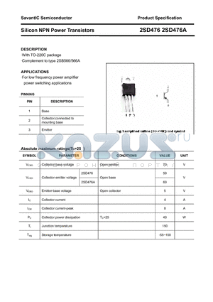 2SD476 datasheet - Silicon NPN Power Transistors