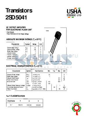 2SD5041 datasheet - AF OUTPUT AMPLIFIER FOR ELECTRONIC FLASH UNIT