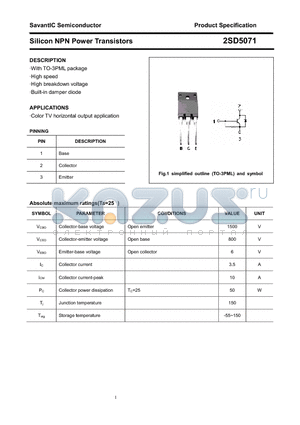 2SD5071 datasheet - Silicon NPN Power Transistors