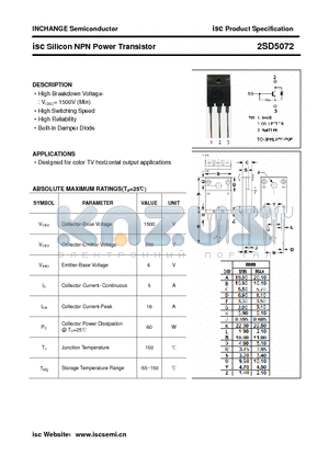 2SD5072 datasheet - isc Silicon NPN Power Transistor