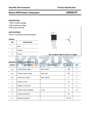 2SD5075T datasheet - Silicon NPN Power Transistors
