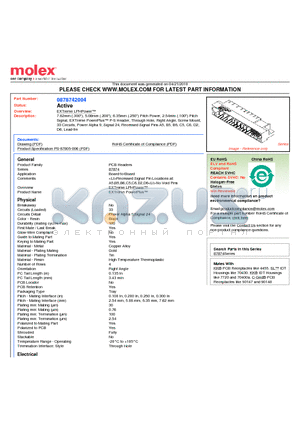 0878742004 datasheet - 7.62mm (.300), 5.08mm (.200), 6.35mm (.250) Pitch Power, 2.54mm (.100) Pitch Signal, EXTreme PowerPlus P-S Header, Through Hole, Right Angle, Screw Mount