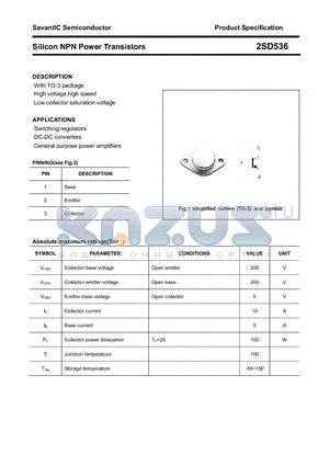 2SD536 datasheet - Silicon NPN Power Transistors