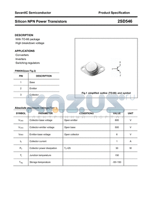 2SD546 datasheet - Silicon NPN Power Transistors