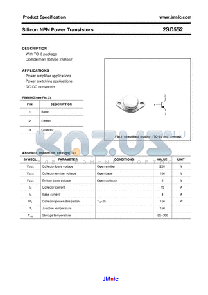 2SD552 datasheet - Silicon NPN Power Transistors