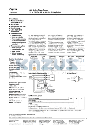 1408-1A datasheet - 115 or 208Vac, 60 or 400 Hz., Relay Output