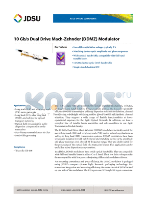 21084655-005 datasheet - 10 Gb/s Dual Drive Mach-Zehnder (DDMZ) Modulator