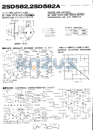 2SD582A datasheet - 80~100W AUDIO AMP, POWER OUTPUT Complementary pair with 2SB612/A