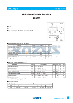 2SD596 datasheet - NPN Silicon Epitaxial Transistor