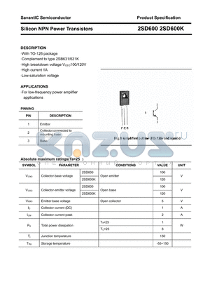 2SD600 datasheet - Silicon NPN Power Transistors