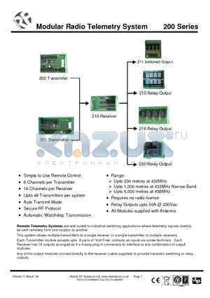 211 datasheet - Modular Radio Telemetry System