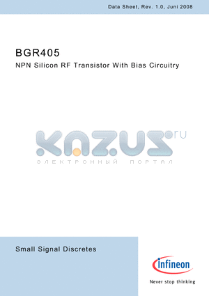 BGR405 datasheet - NPN Silicon RF Transistor With Bias Circuitry