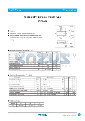2SD602A datasheet - Silicon NPN Epitaxial Planar Type