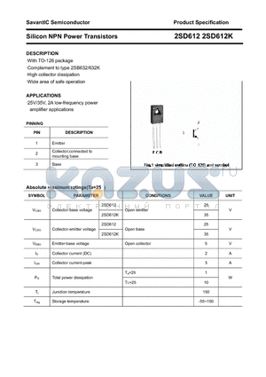 2SD612 datasheet - Silicon NPN Power Transistors