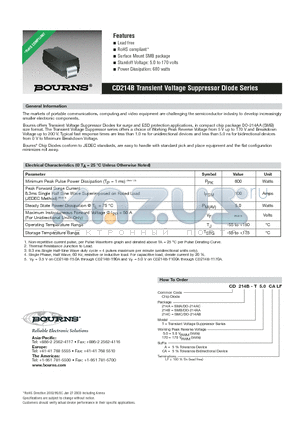 CD214B-T100A datasheet - Transient Voltage Suppressor Diode Series