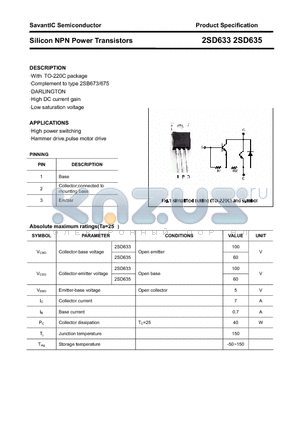 2SD635 datasheet - Silicon NPN Power Transistors