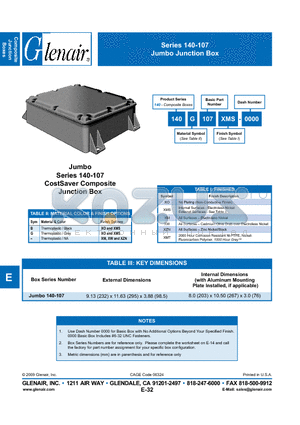 140B107XM-0000 datasheet - Jumbo Junction Box