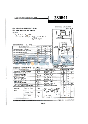 2SD641 datasheet - SILICON NPN TRIPLE DIFFUSED TYPE