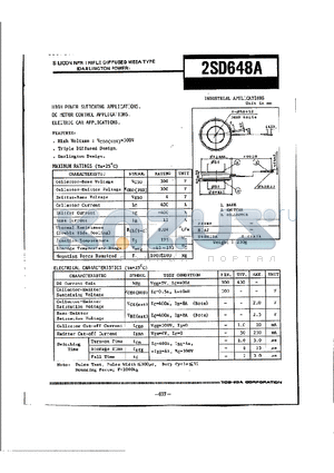 2SD648A datasheet - SILICON NPN TRIPLE DIFFUSED MEGA TYPE