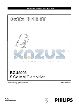 BGU2003 datasheet - SiGe MMIC amplifier