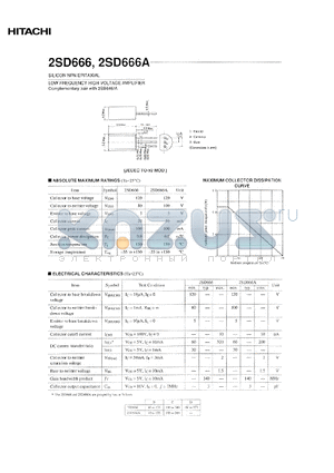 2SD666A datasheet - LOW FREQUENCY HIGH VOLTAGE AMPLIFIER Complementary pair with 2SB646/A