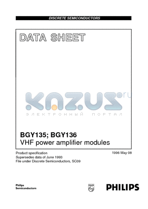 BGY135 datasheet - VHF power amplifier modules