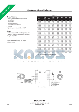 2110-RC datasheet - High Current Toroid Inductors