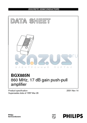BGX885N_01 datasheet - 860 MHz, 17 dB gain push-pull amplifier
