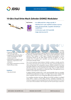 21105245-001 datasheet - 10 Gb/s Dual Drive Mach-Zehnder (DDMZ) Modulator
