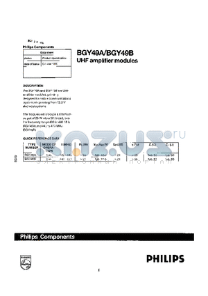 BGY49A datasheet - UHF AMPLIFIER MODULES