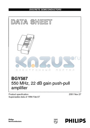 BGY587_01 datasheet - 550 MHz, 22 dB gain push-pull amplifier