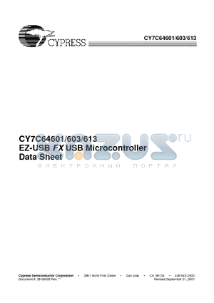 CY7C64603-52NC datasheet - EZ-USB FX USB Microcontroller Data Sheet