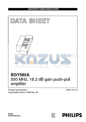 BGY585A_01 datasheet - 550 MHz, 18.2 dB gain push-pull amplifier